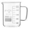 Glass Beaker Low Form With Spout And Graduations With Handle - 2000ml