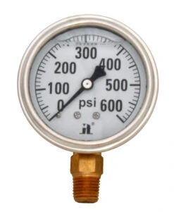 Glycerin Liquid Filled Pressure Gauge, 0 – 600 Psi