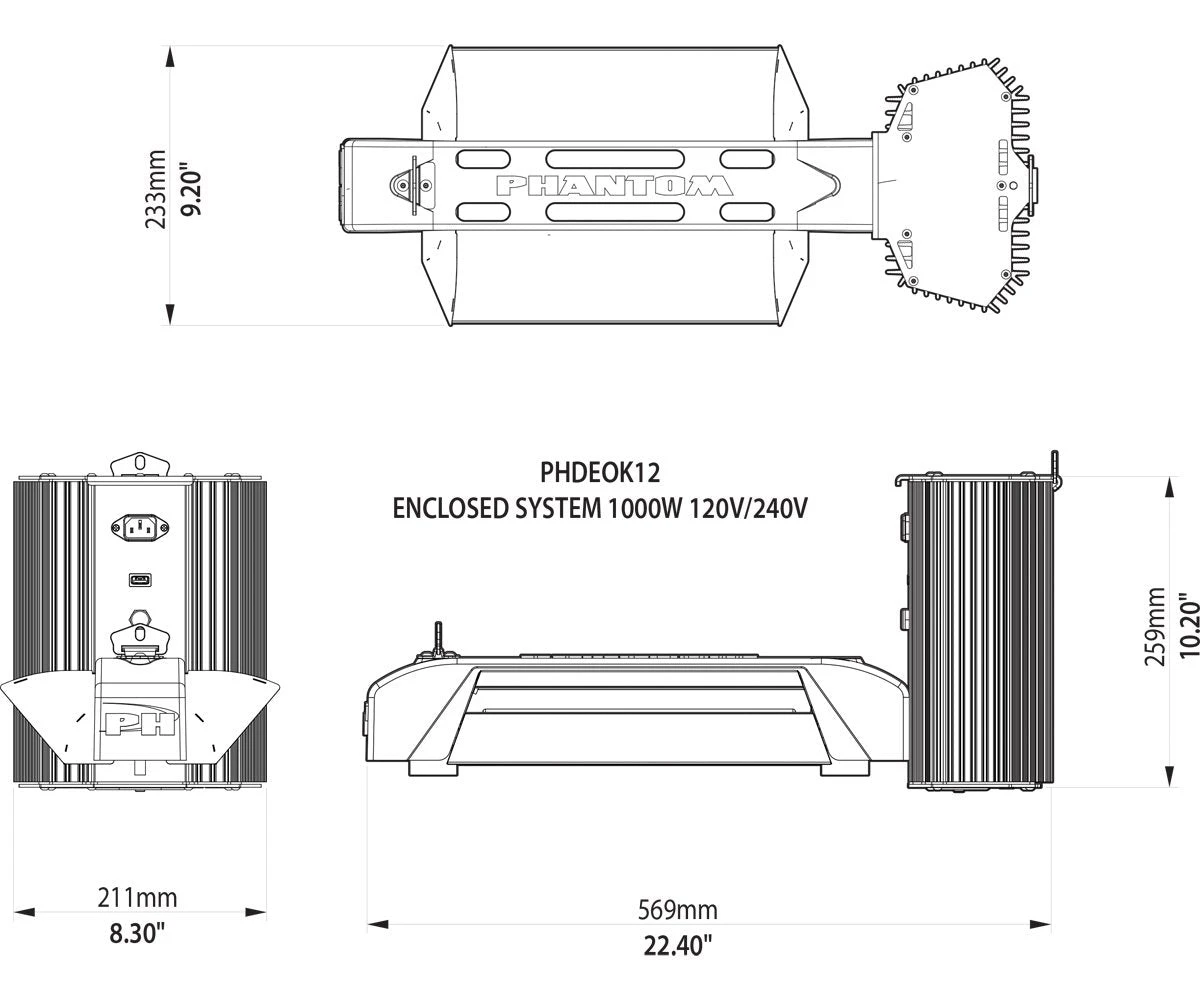 Phantom 50 Series, DE Open Lighting System, 750W, 120V/240V 1 Phantom 50 Series, DE Open Lighting System, 750W, 120V/240V